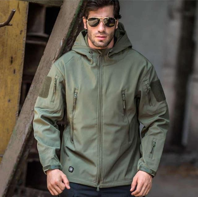 Green soft shell jacket